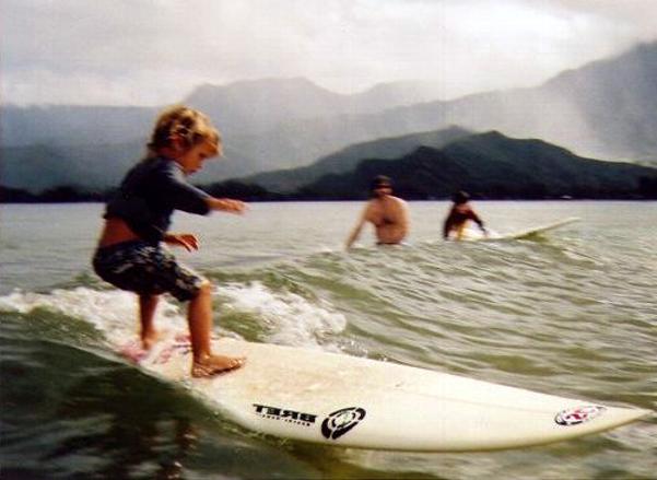Photo of Wiamea, Jamilah's son, surfing 2012