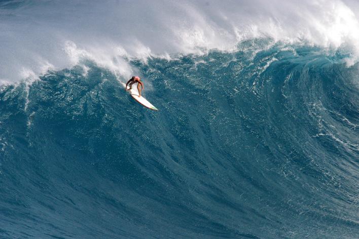 Jamilah Star riding a huge wave in 2012